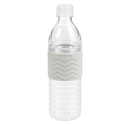 Copco Hydra Reusable Tritan Water Bottle with Spill Resistant Lid and Non-Slip Sleeve, 16.9-Ounce, Chevron Gray