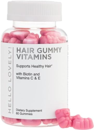 Hello Lovely! Hair Vitamins Gummies with Biotin 5000 mcg Vitamin E & C Support Hair Growth, Premium Vegetarian Non-GMO, for Stronger Beautiful Hair, Skin & Nails Supplement - 60 Gummy Bears