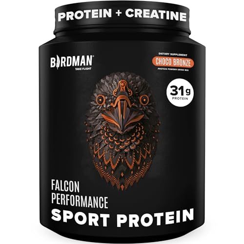 Birdman Falcon Performance Vegan Protein Powder, 31g Protein, 5g Creatine, 5g BCAA, Probiotics, Electrolytes, Pre Workout, Low Carb, Sugar Free & Dairy Free, Plant Based Chocolate Protein -19 servings