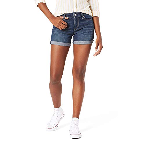 Signature by Levi Strauss & Co. Gold Women's Mid-Rise Slim Shorts (Available in Plus Size) Shorts, Blue Laguna, 12