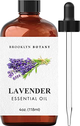 Brooklyn Botany Lavender Essential Oil – 100% Pure and Natural – Therapeutic Grade with Dropper - for Aromatherapy and Diffuser - 4 Fl. OZ