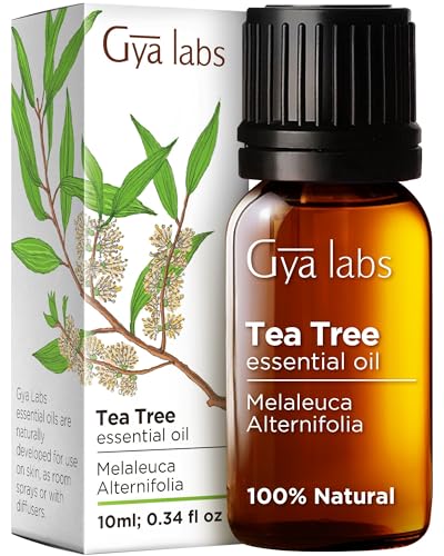 Gya Labs Australian Tea Tree Oil for Skin, Hair, Face & Toenails - 100% Natural Melaleuca Essential Oil for Piercings, Scalp & Hair (0.34 fl oz)